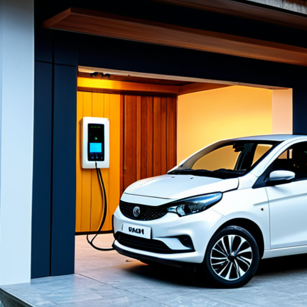타타 티아고 전기차의 유지비 절감 방법 - Smart Charging at Home**

"Tata Tiago EV parked in a residential garage, plugged into a smart charge...