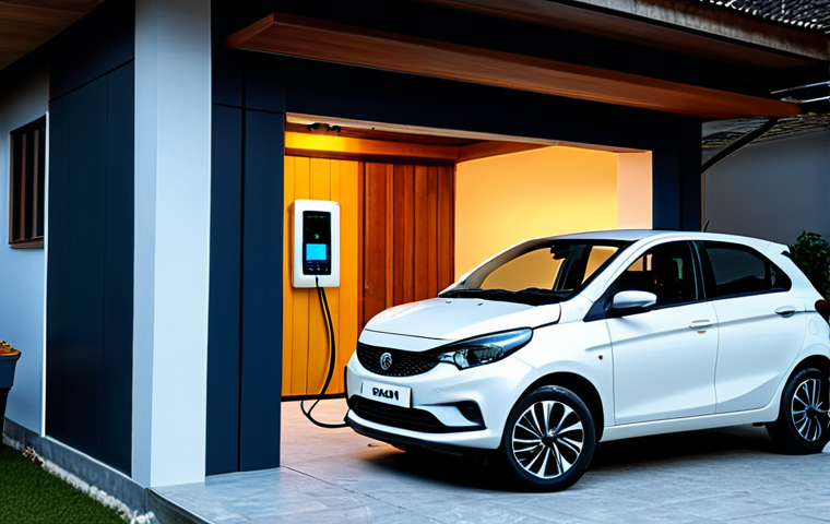 타타 티아고 전기차의 유지비 절감 방법 - Smart Charging at Home**

"Tata Tiago EV parked in a residential garage, plugged into a smart charge...